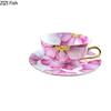 BRVintage Floral Ceramic Coffee Mug Handmade Gold Plated CeramicCoffee Cup Home  Breakfast Drinkware Tea Milk Cup Girlfriend GiftEY