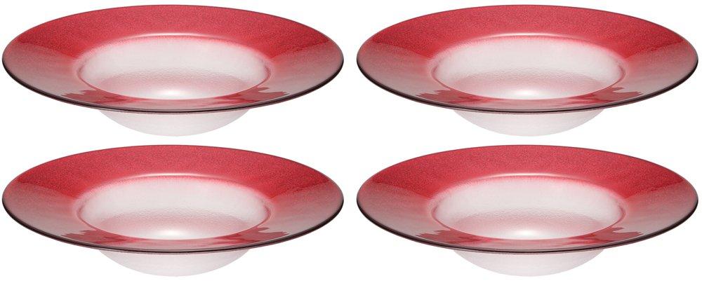 

Vetro Felice Large Bowls, 26cm, Red, Set of 4, Happy Glass Glitter Design, 64626 G003