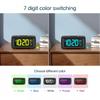 FM Radio Digital Alarm Clock with 7 Light Color Changing Date Week Snooze Table Clock 5 Levels Brightness 12/24H DST LED Clock