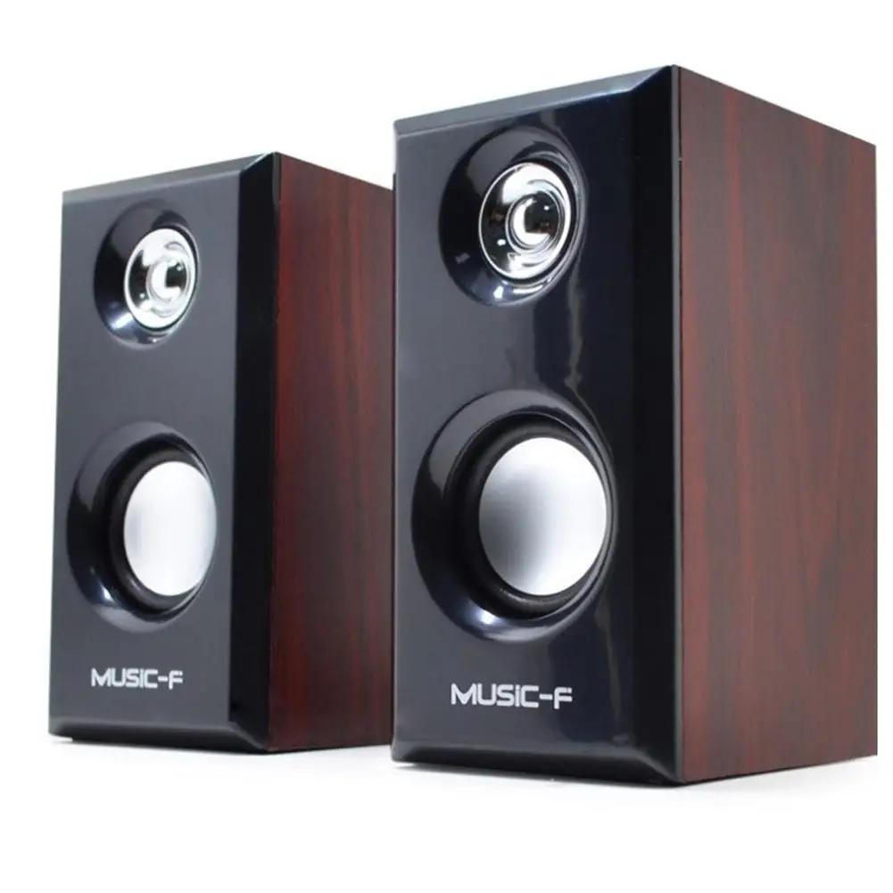 Computer Speakers USB Wired Wood Speakers Bass Stereo Subwoofer Sound Box 3.5mm AUX Input USB Power For Desktop PC Smart Phone