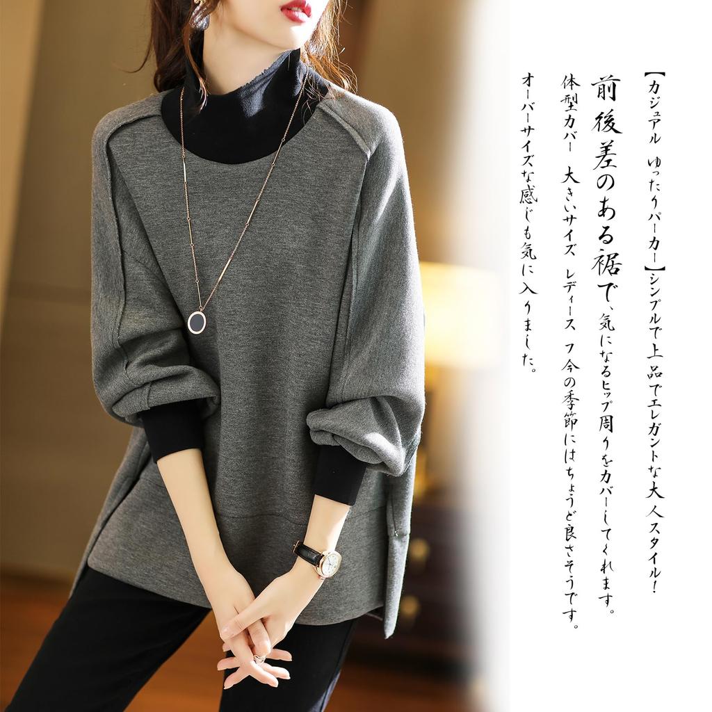 CCGGOWMM High Long Cut and Pullover Loose Casual Plus Sizes Simple Perfect for and Winter Women's Hoodie, Neck, Sleeve, T-Shirt, Sewn, Sportswear,