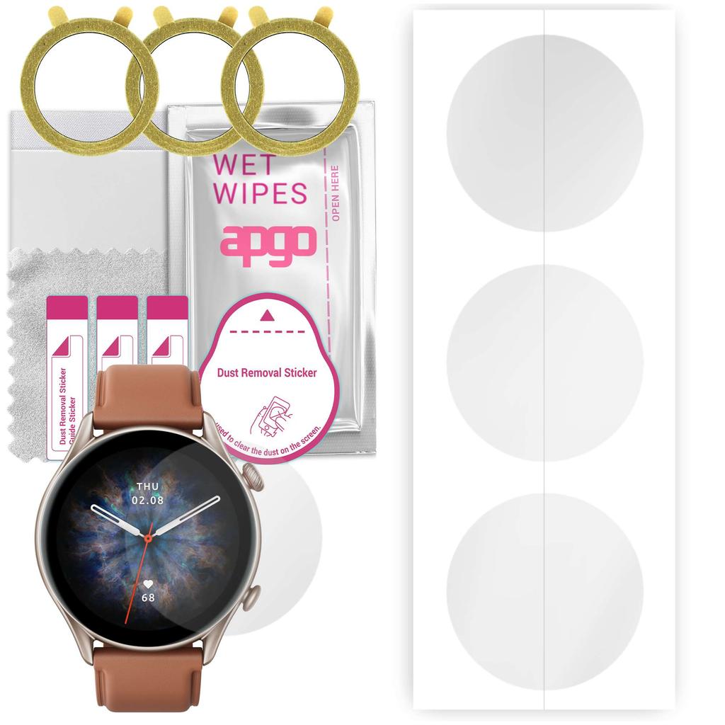 3x apgo Hydrogel Screen Protector for Amazfit GTR 3 Pro, Hydrogel Film, with positioning layer easy installation