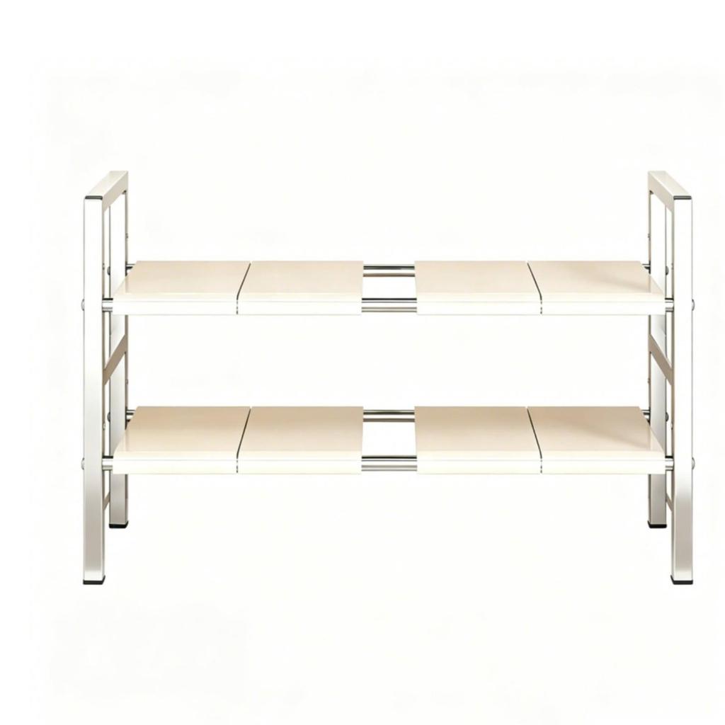Two-Tier Storage Rack Easy to Clean Stainless Steel Two-Level Kitchen Shelf
