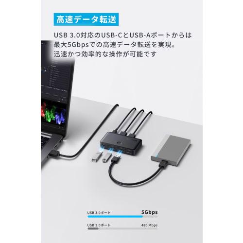 Interruptor USB Anker (5Gbps, Para PC de Mesa e PC Notebook) Switcher 8-em-1 2 Portas de Entrada USB-A (Para PC Notebook e PC Desktop) Porta USB-C Equipada com USB