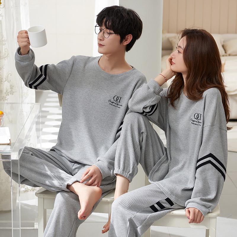 

Корейская мультяшная парная пижама: Пижамы с длинными рукавами из хлопка для женщин и мужчин, весна-зима Men XL [125-145 jin]