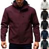 Men's Outdoor Windproof Waterproof Jacket Hooded Multi Pocket Adjustable Cuffs Mountain Climbing Shell Coat with Zipper Closure
