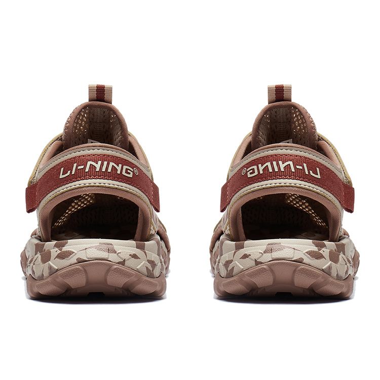 Li Ning Kids Sports Lifestyle Series Trendy Non-Slip Shock Absorbing Lightweight Sandals Kids Sandals Brown YKUT032-5
