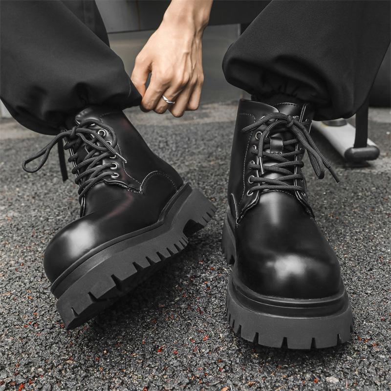 Grubopodeszwowe sześciodziurkowe botki Martin o krótkiej cholewce, podwyższające, typu low-top, męskie, wszechstronne, retro, brytyjskie, wiosenno-jesienne, pojedyncze botki 70044-J