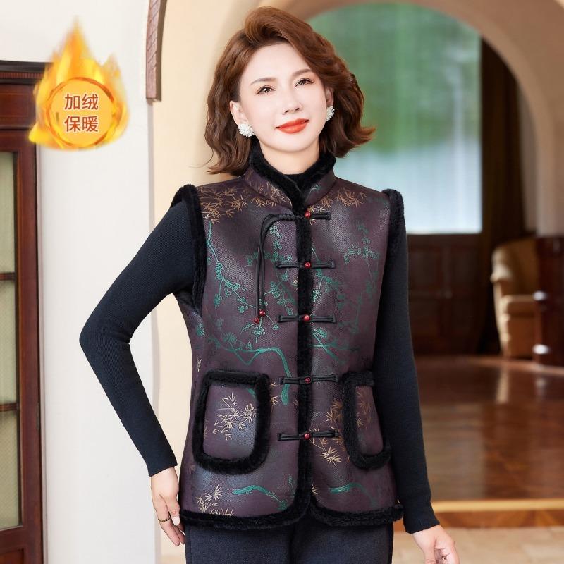 

Medium and old winter clothing velvet thickened vest jacket medium women s clothing winter fashion thermal vest 5XL [recommended 150-80kg] темно-фиолетового