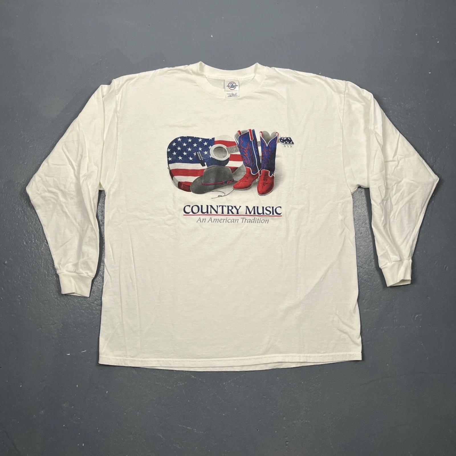 Y2K Country Music An American Tradition LS Tshirt White XL VTG Music Unisex L