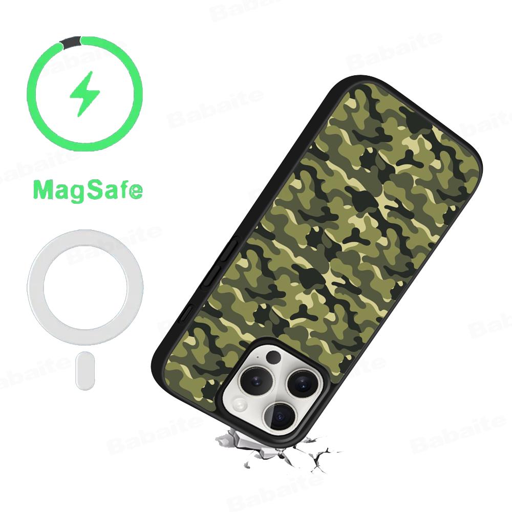 Camouflage Camo Military Army Phone Case Magnetic Case For IPhone 16 14 13 12 11 15 Pro Max Plus For Magsafe Wireless Charge