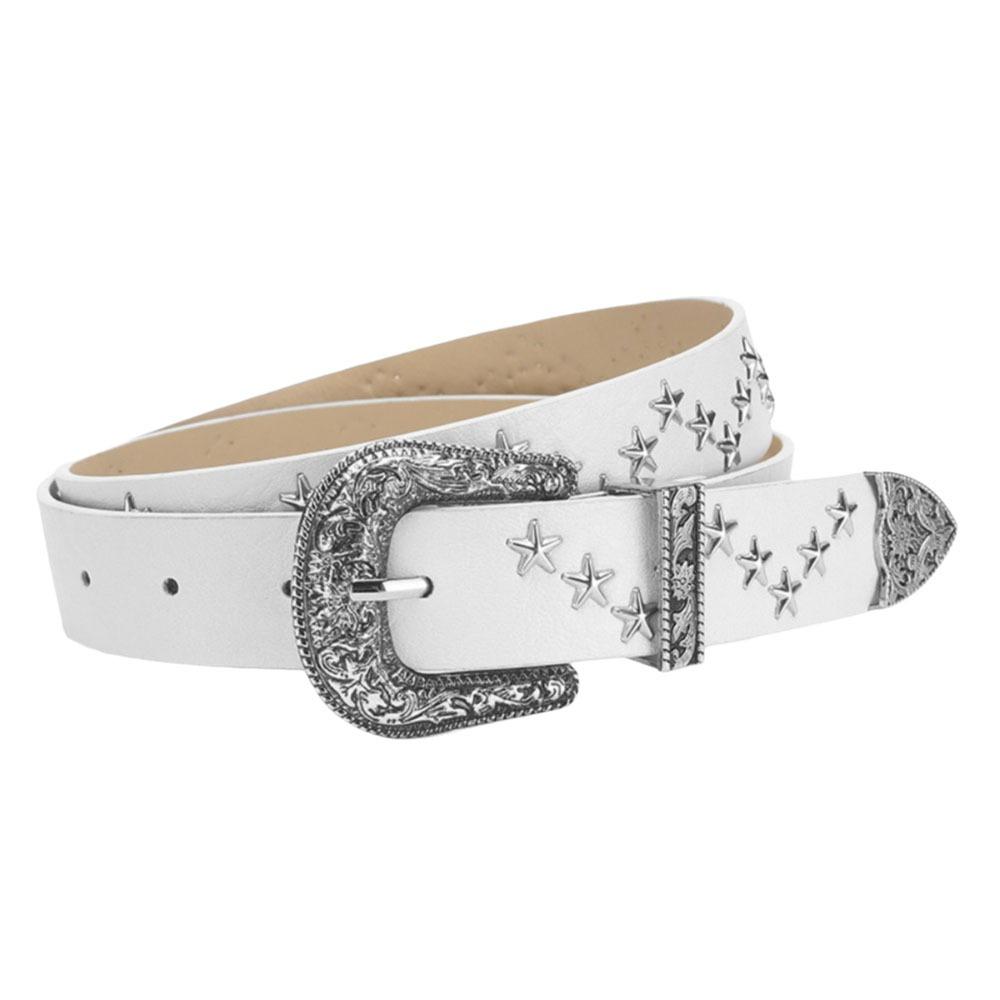 

Trendy Versatile Y2k Punk Belt PU Leather Star Gothic Belt Hip-Hop Pin Buckle Belts Gifts белый