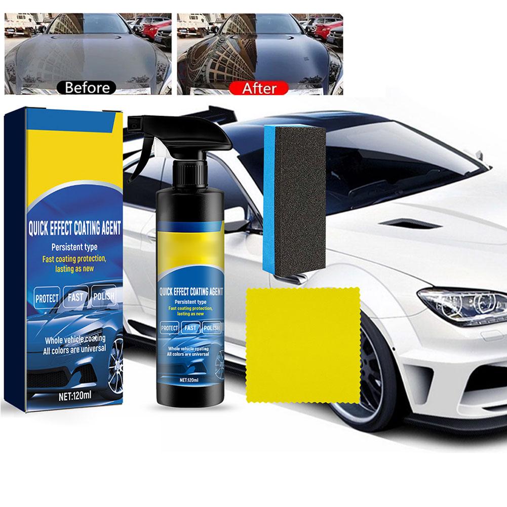Car Coating Spray 120ml Refurbish Agent Polish Spray Glass Cleaner Scratch Wax Waterless Wash for Exterior Paint Motorcycle