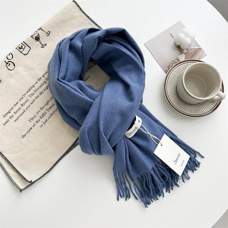 Kašmírový šátek na ruku, podzimní a zimní, jednobarevný, dámský, tlustý střapec, jednoduchý a všestranný, měkký a teplý, imitace kašmíru