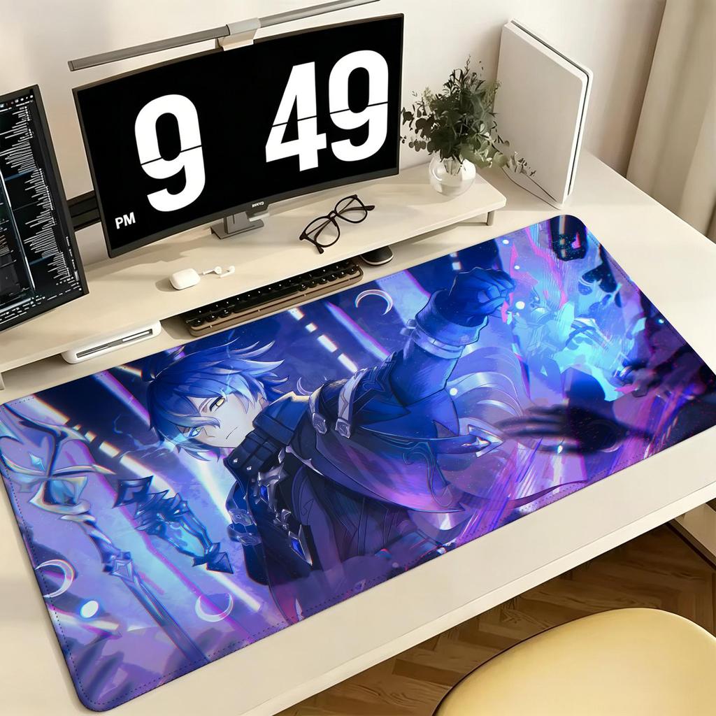 Genshin Impact Flins Pro ESports Xxl Gaming Mousepad Extra Large NonSlip Stitched Edge Keyboard Laptop Desk Mat For Pc Gamer