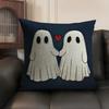 Cute Cartoon Ghost Couple Pillow Case Double-Sided Printing Short Plush Sofa Cushion Cover Bedroom Bedside Pillow