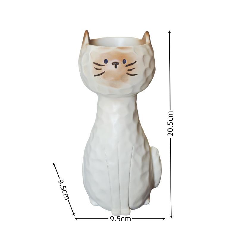 Harz Katzenvase mit süßem Cartoon-Design und glatter Textur, perfekt für die Dekoration von Schreibtischen im Home Office, Blumenarrangement