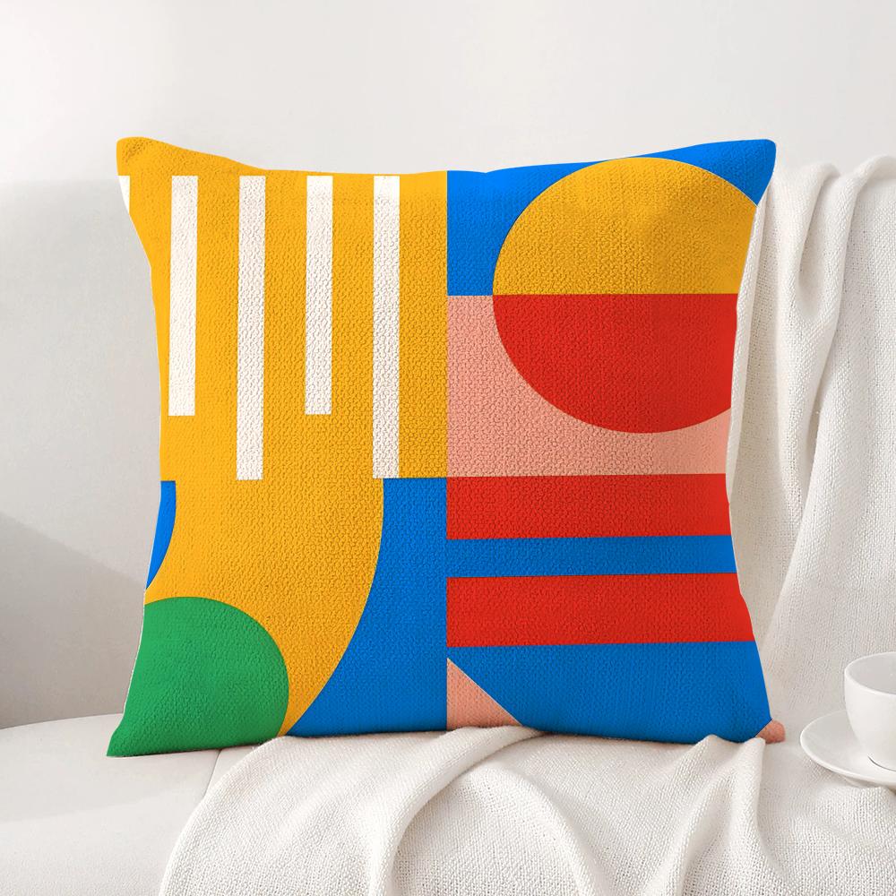 Geometric patterns Cushion Cover Natural Linen Organic Fabric DoubleSided Printing Sofa Home Decor Gift Pillow Cover