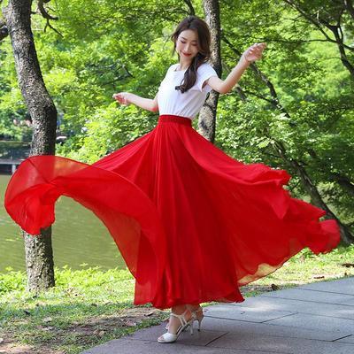 Elegant 720-Degree Chiffon A-Line Swing Skirt for Xinjiang and Modern Dance