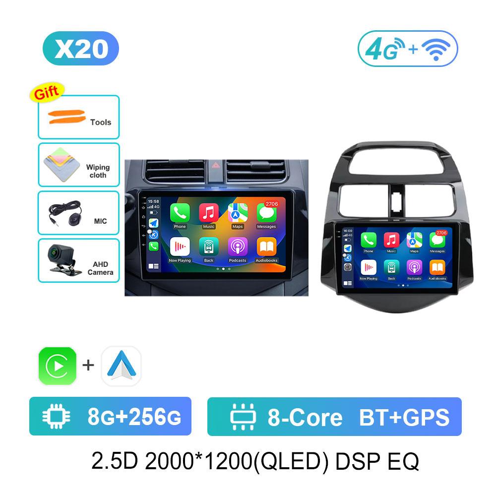 DSP Stereo Car Radio Multimedia player for Chevrolet Spark Beat Matiz Creative 2009 - 2016 Android 14 Navi GPS QLED Screen