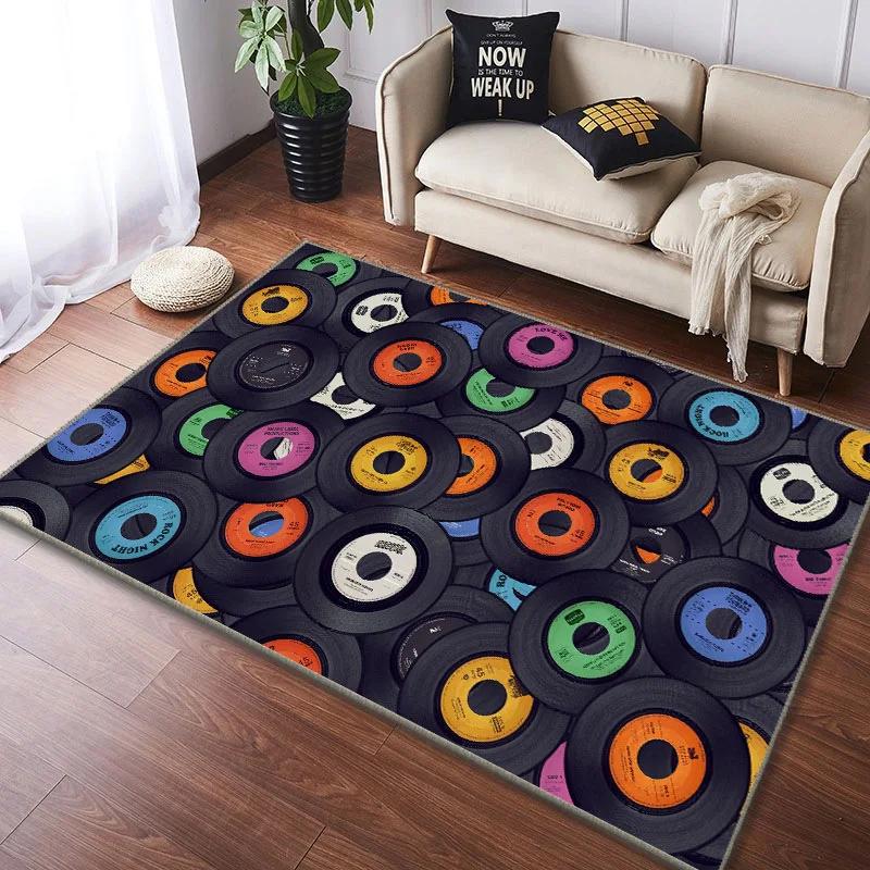Record CD Creative Carpets Vinyl Record Collection Living Room Decor Area Rugs Music Theme Floor Mat for Bedroom Gamer Room Dorm