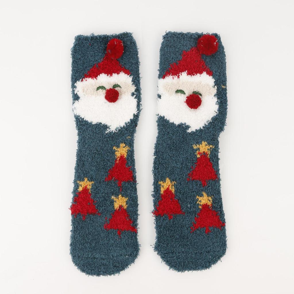 Christmas Cartoon Coral Fleece Sleep Socks - Thickened Velvet-Lined Floor Socks