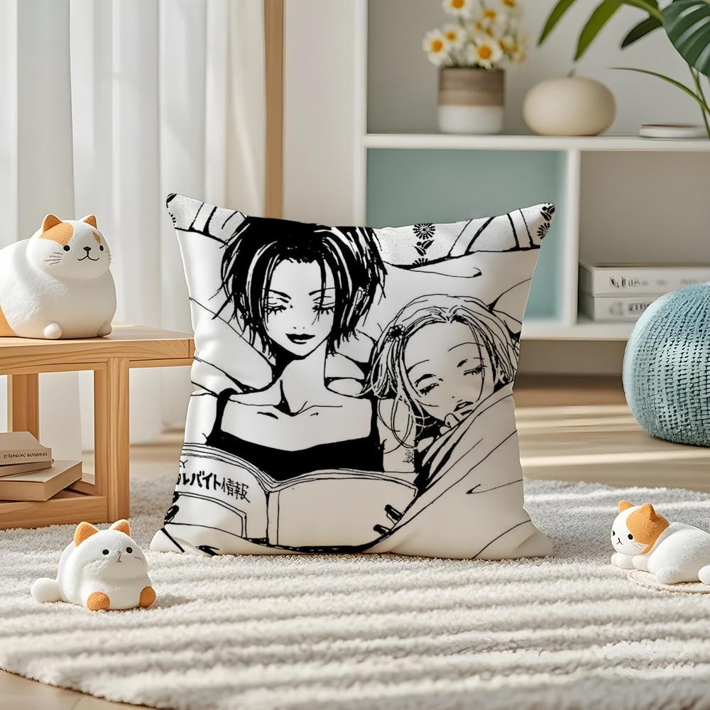 

AnimeBlack White Cool NANA Pillow Case Silky Elegant Comfort Sofa Bed Invisible Zipper 30cmx30cm
