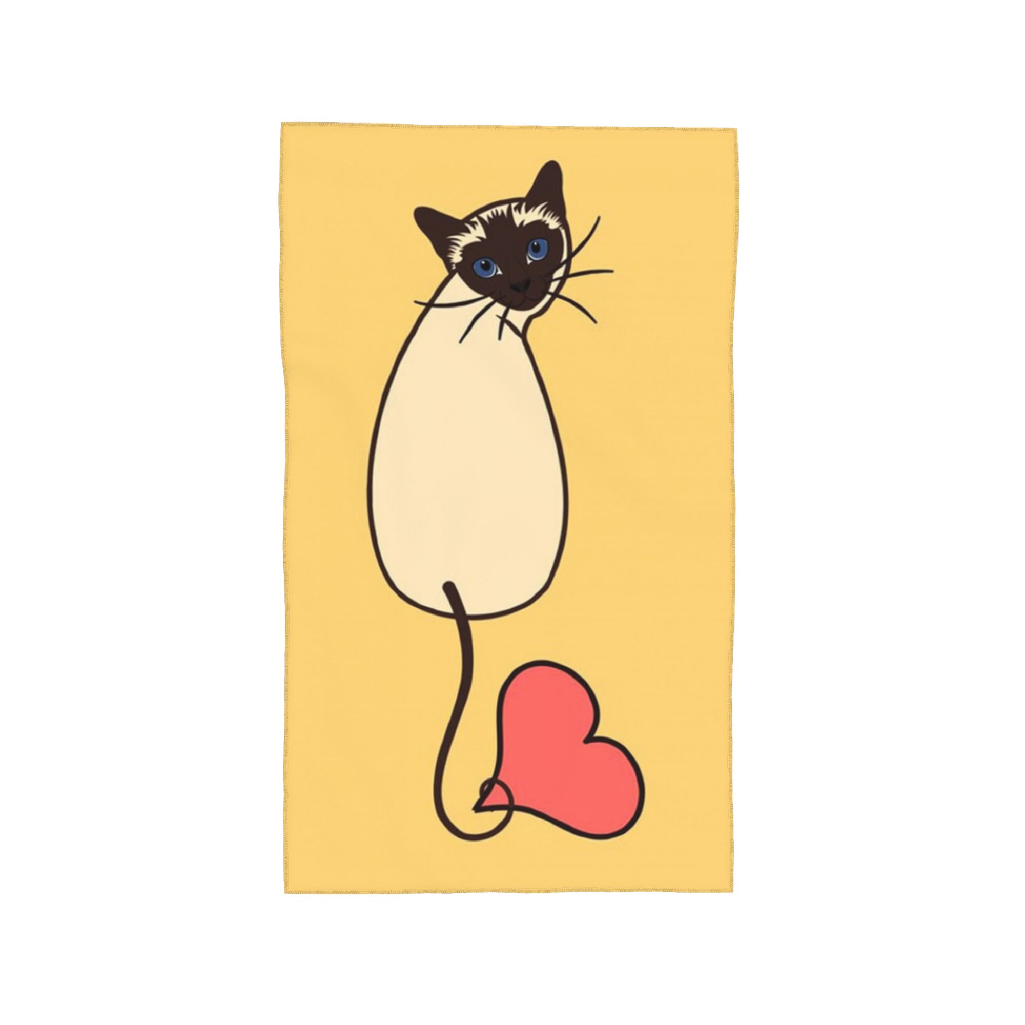

Love Siamese Cat-Yellow Soft Face Towel Quick Dry Pool Bath Cotton Towels Breathable W40*H60(CM)