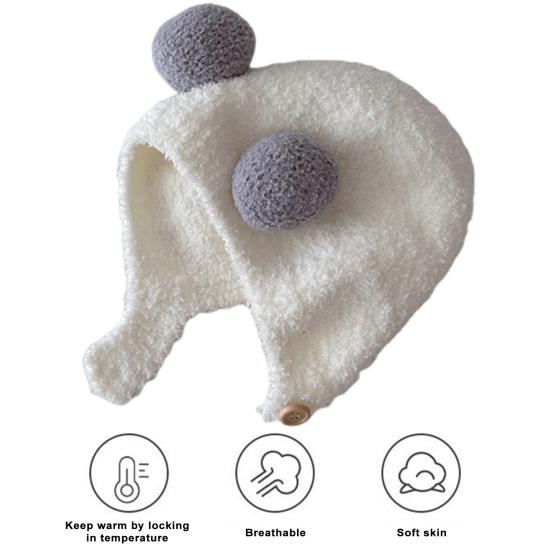 Nette Winter Warme Kinder Mädchen Jungen Baby Hut Fleece Hut mit Ball Dekor Patchwork Farbe Gehörschutz Hut Weiche Neugeborenen motorhaube Hut