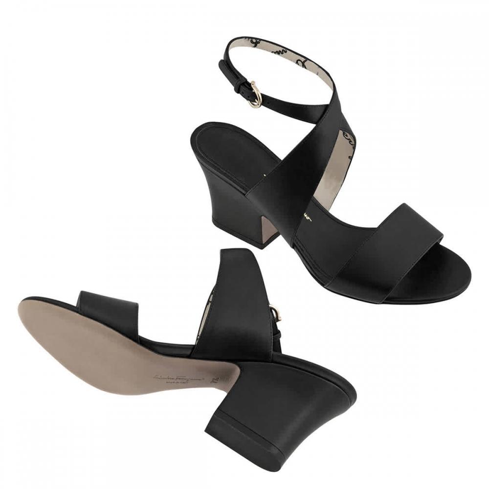 Salvatore Ferragamo Ladies Wedge Sandal In Black