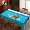Ocean Wave Pattern Polyester Tablecloth - Decorative Table Cover for Dining Room, Stylish Table Decoration for Home & Party