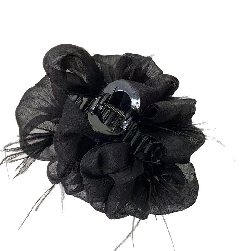 Luksusowa damska spinka do włosów kok z chmurką i kokardą – Duży dodatek typu szczęka rekina