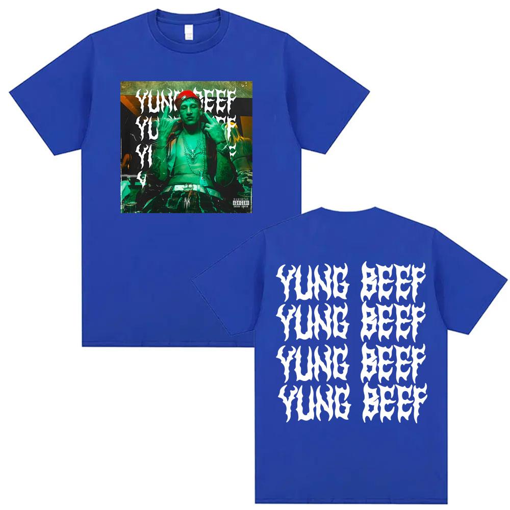 Rapper Yung Beef Album Double Sided Print Tshirts for Men Harajuku Hip Hop Summer Style Shirt High Quality Loose Cotton Tshirt
