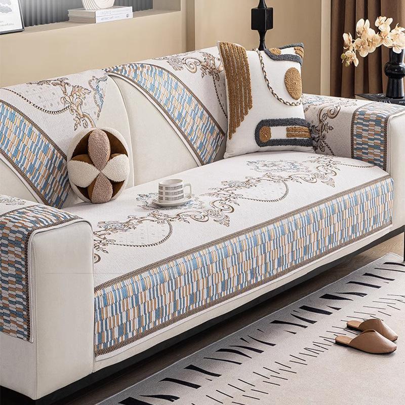 Chenille Non-Slip Sofa Cushion Four Seasons Universal Living Room Sofa Cover Jacquard Backrest Armrest Furniture Couch Cushion