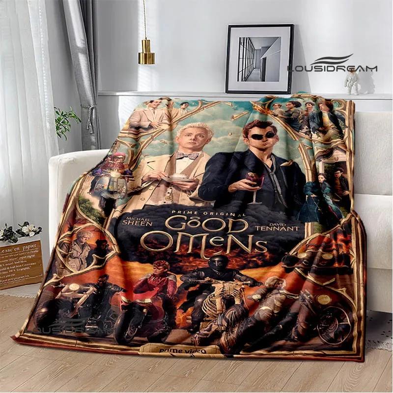 Good Omens Movie Print Blanket Kids Warm Nice Flannel Soft Comfortable Home Travel Blanket Bed Blanket Birthday Gift