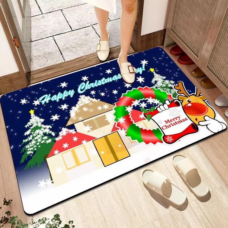 Christmas Door Mat Entry Door Mat Home Festive Cartoon Mat Non-Slip