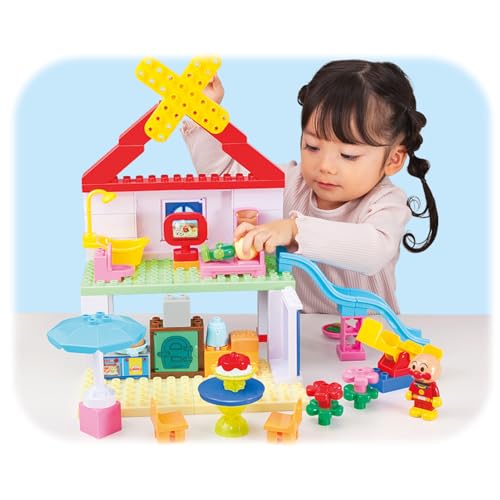 Bandai Blocklabo Block Lab Build a Bread Factory and a Big House! Anpanman Block Bucket, Ages 3 and Up