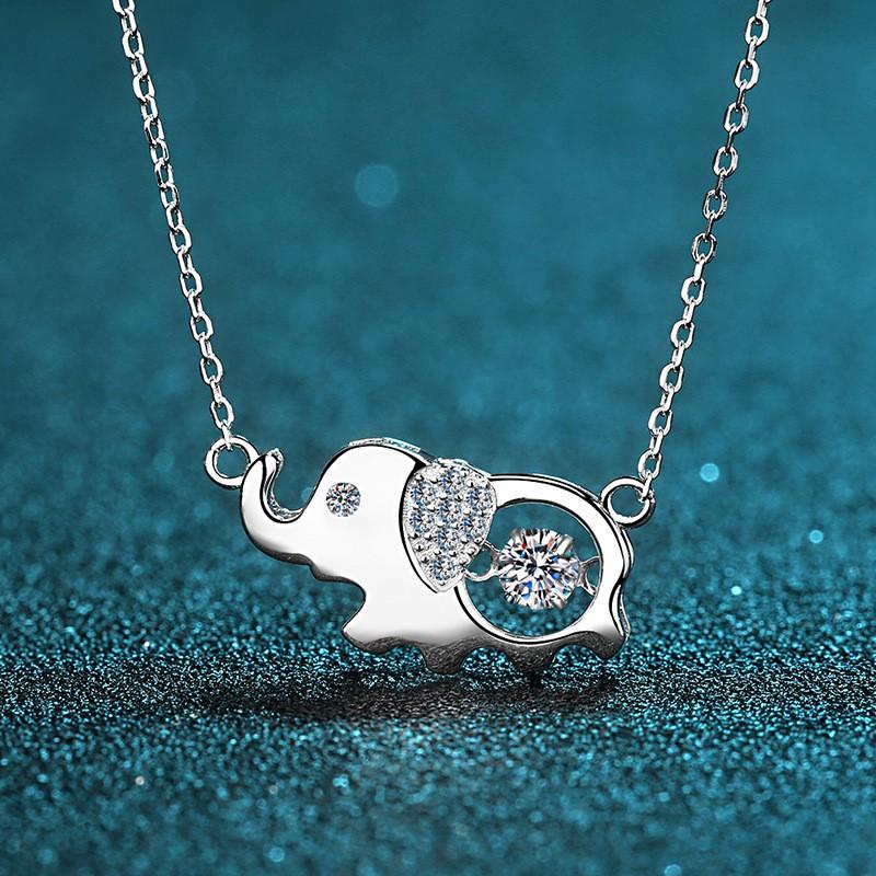 Sterling Elefanten Anhänger Halskette Mit Moissanit Stein Zarte Kette Damen Tier Schmuck Geschenk