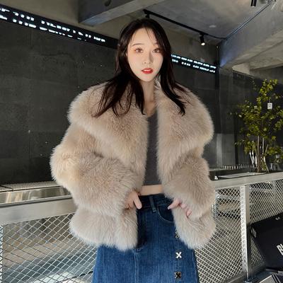 Winter Women's Coat Fashionable Big Lapel Temperament Elegant Celebrity Long-sleeved Warm Coat Fur Tops