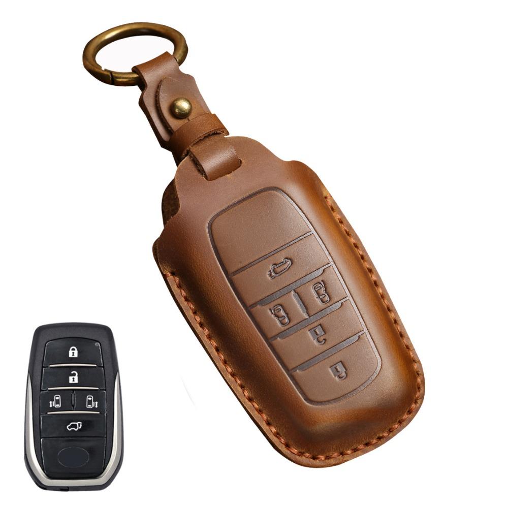 Genuine Leather Key Cover for Toyota Sienna Alphard Highlander Camry Previa Key Fob Protector