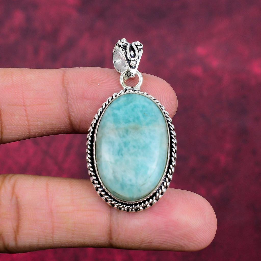 Amazonite Pendant, 925 Solid Sterling Silver Pendant Handmade Gemstone Jewelry, Gifts For Wife Brand New Pendant