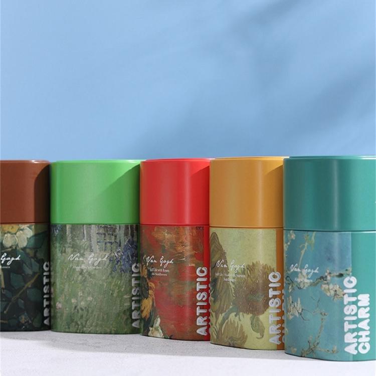 Loose Tea Storage Oil Painting Pattern Coffee Storage Container Tea Canister Can