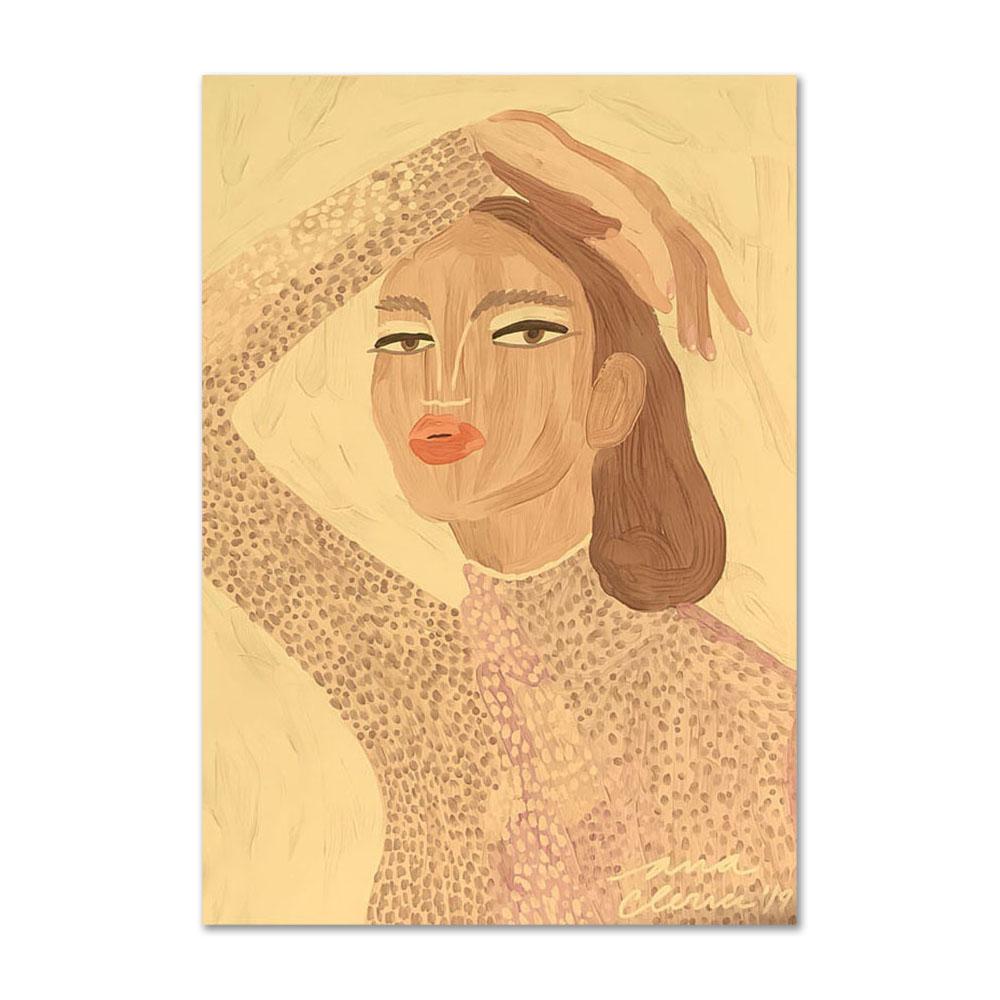 Vintage Fashion Girl Portrait Posters and Prints Paris Flower Wall Art Canvas Painting Wall Pictures for Living Room Decor Art