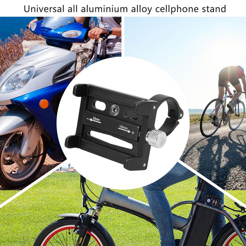 KR01 Aluminium Alloy Mobile Phone Holder Clip Portable Motorcycle Bicycle Fixed BracketBlack