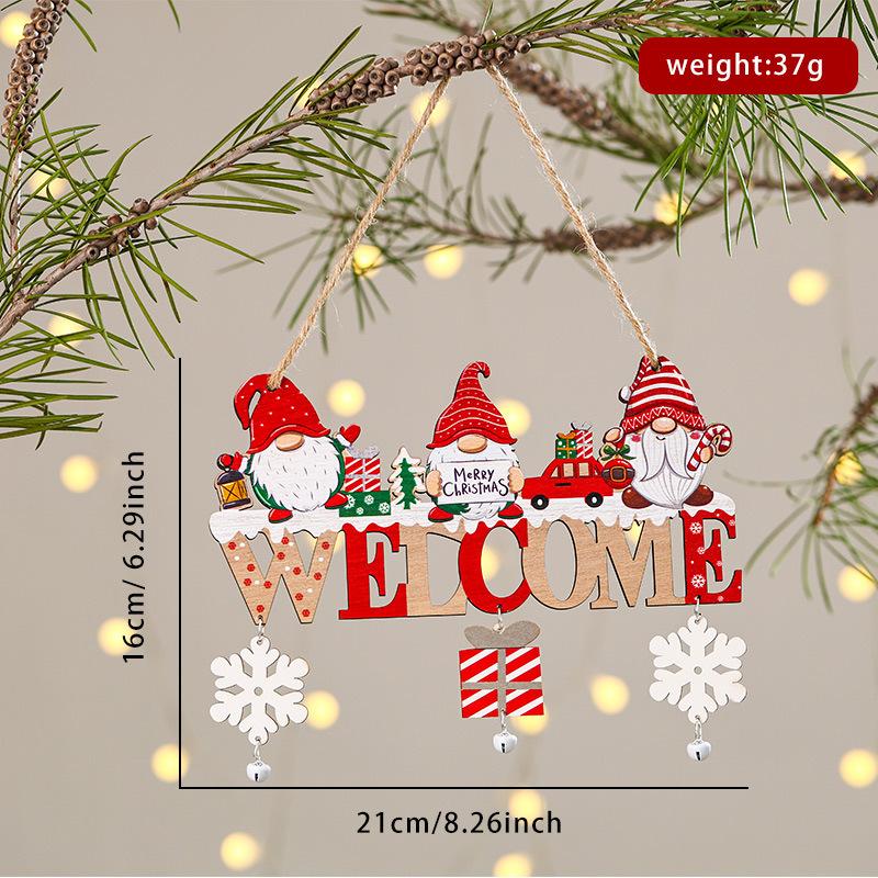 Gnome Santa Claus Wooden Hanging Ornament 2025 Merry Christmas Decoration for Home Door Xmas Tree Pendants Navidad New Year 2026