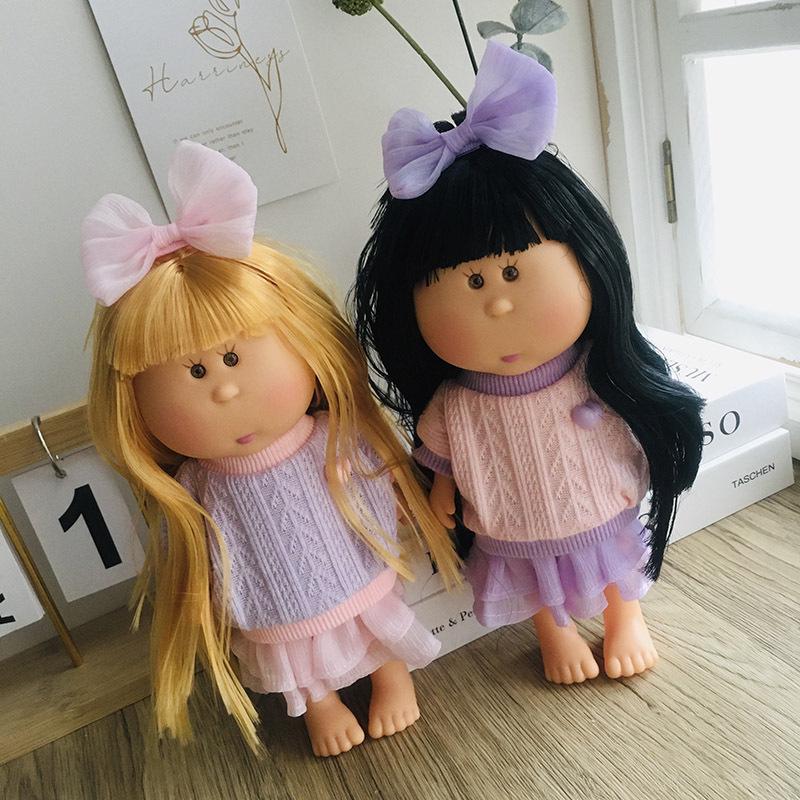 24cm Mia Doll Outfit: Pink-Purple Knit Top & Mesh Skirt Set