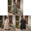 Cotton Linen Long Dress With Shirt Collar For Elegant Casual Wear