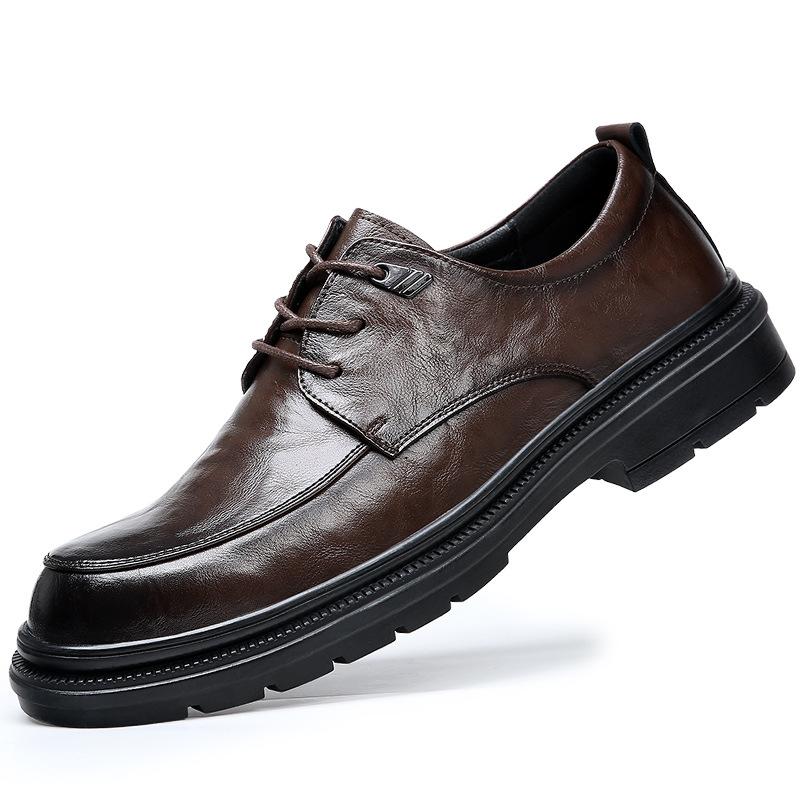 High-end Men's Leather Shoes Soft Sole Formal Wear Business 2025 New Leather Hollow Breathable Casual Groom Wedding Shoes Men