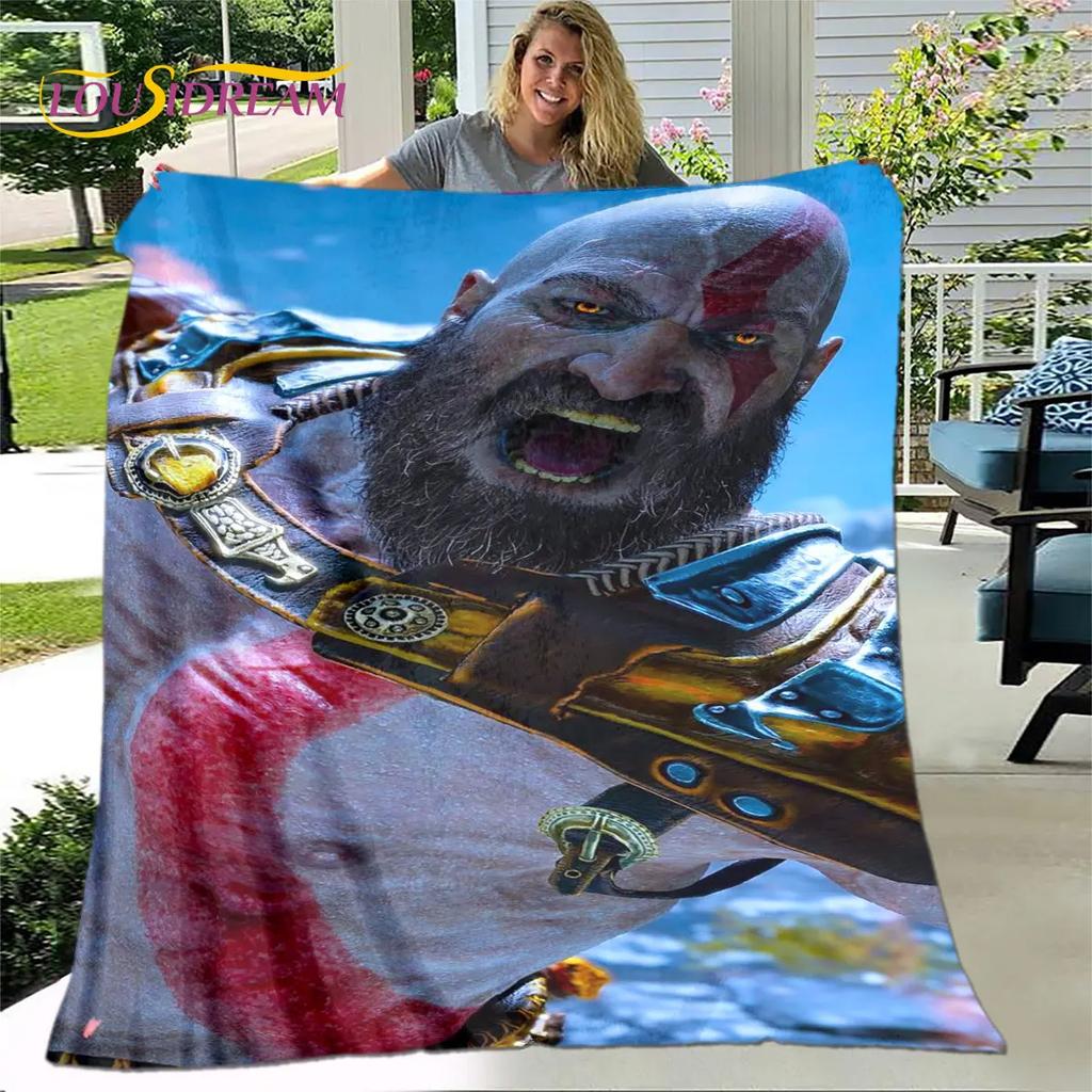 God of War Spiel Spieler Weiche Plüschdecke, Flanelldecke Überwurfdecke für Wohnzimmer Schlafzimmer Bett Sofa Picknick Abdeckung Bettdecke