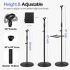 OUKMIC Adjustable Karaoke Microphone Stand, Universal Floor-Standing Detachable Microphone Stand with Weighted Round Base, Cable Clip, Barrel Mic Clip
